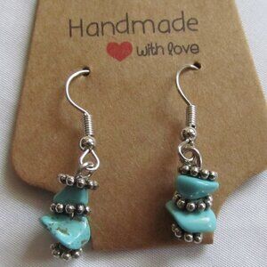 **2/$10**crystal turquoise earrings handmade loop posts